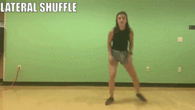 female demonstrating lateral shuffle