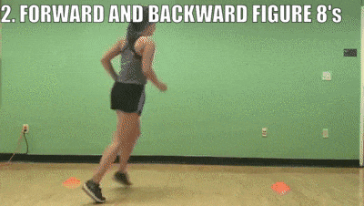 female demonstrating forward and backward figure 8's