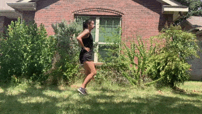 female demonstrating modified shuffle to lunge