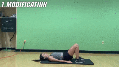 female demonstrating modified single leg glute lift