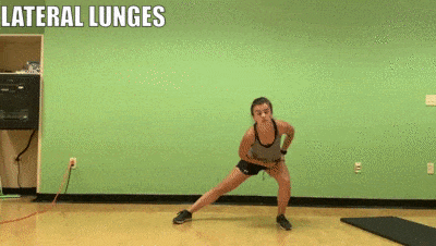 female demonstrating lateral lunges
