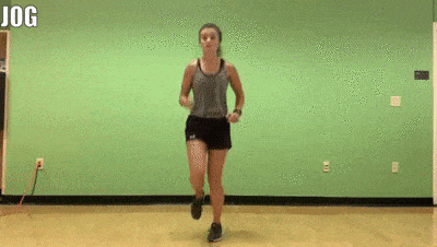 female demonstrating jogging