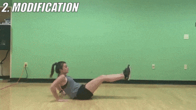 woman demonstrating modified in-and-outs