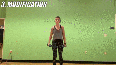 woman demonstrating modified lateral raises