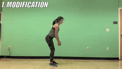 woman demonstrating modified romanian deadlift