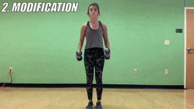 woman demonstrating modified hammer curls