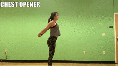woman demonstrating chest opener