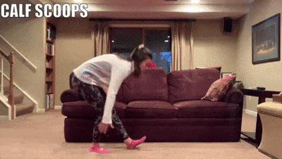 woman demonstrating calf scoops