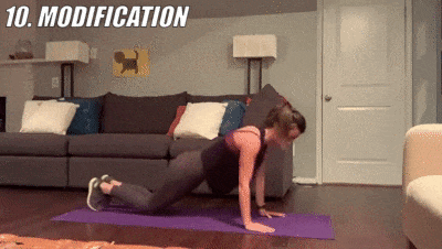 woman demonstrating modified tricep pushups