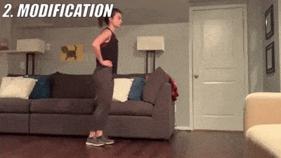 woman demonstrating modified forward and backward lunge