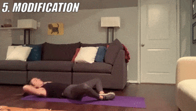 woman demonstrating modified butterfly situp