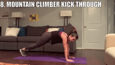 woman demonstrating mountain climber kick throughs