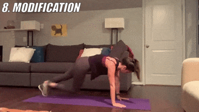 woman demonstrating modified mountain climber kick throughs