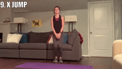 woman demonstrating X jumps
