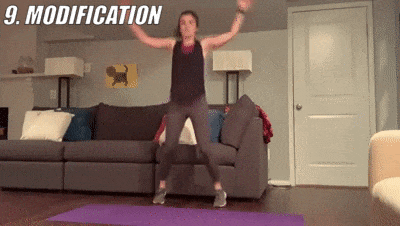 woman demonstrating modified X jumps