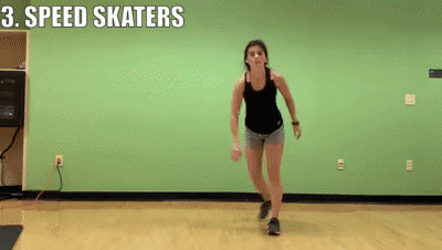 woman demonstrating speed skaters