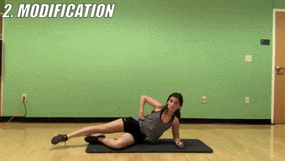 woman demonstrating modified kneeling side kick