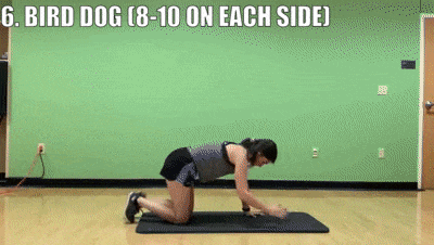woman demonstrating bird dog