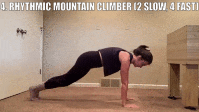 woman demonstrating rhythmic mountain climbers