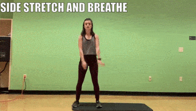woman demonstrating side stretch and breathe