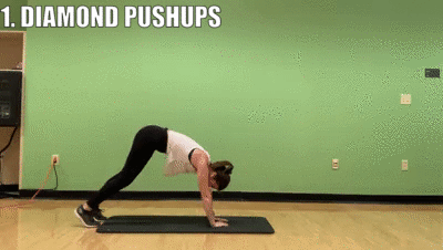 woman demonstrating diamond pushups