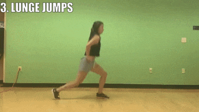 female demonstrating lunge jumps