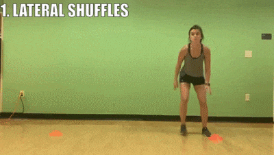 female demonstrating lateral shuffles