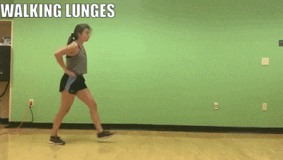woman demonstrating walking lunges