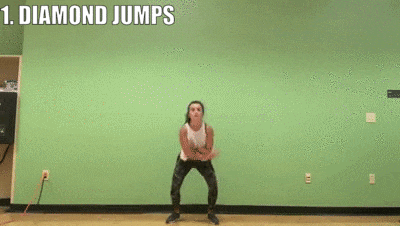 female demonstrating diamond jumps