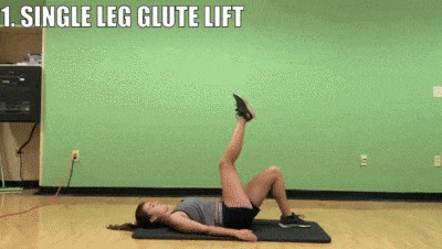 female demonstrating single leg glute lift