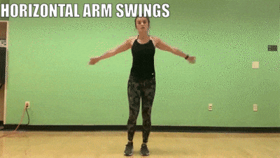 woman demonstrating horizontal arm swings