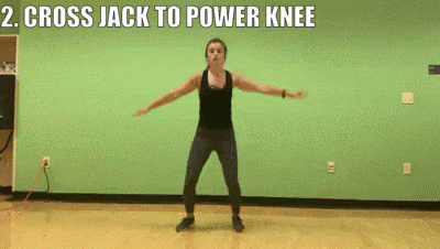 woman demonstrating cross jack to power knee