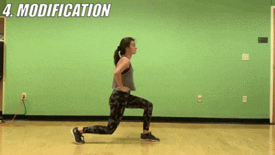woman demonstrating modified lunge pulse