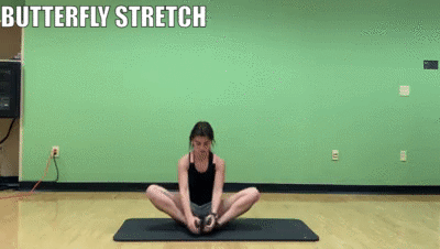woman demonstrating butterfly stretch