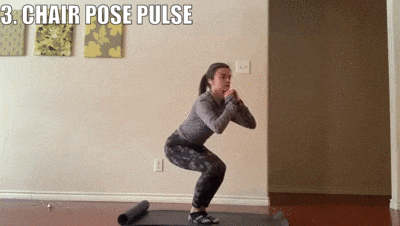 woman demonstrating chair pose pulse