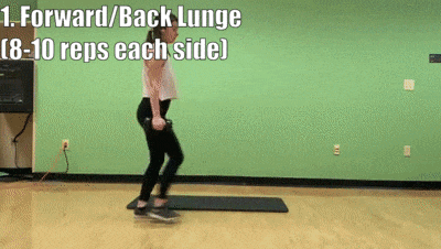 woman demonstrating forward to back lunge