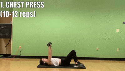 woman demonstrating chest press