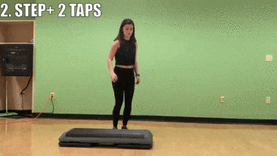 woman demonstrating steps + two taps