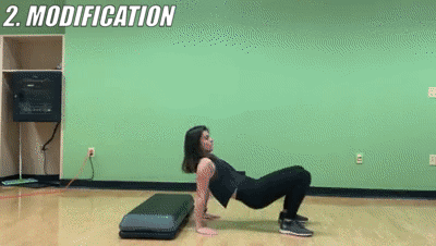 woman demonstrating modified triceps dips