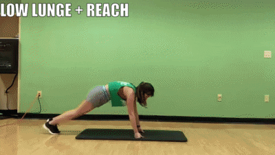 woman demonstrating low lunge + reach