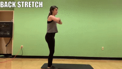 woman demonstrating back stretch