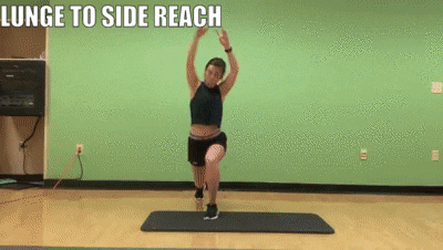 woman demonstrating lunge to side reach