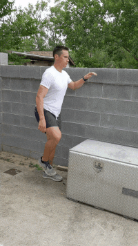 man demonstrating supported step up modification