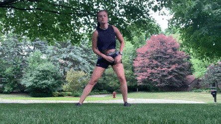female demonstrating lateral lunge stretch