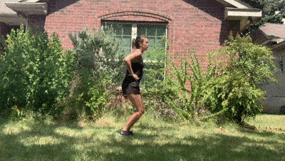 female demonstrating shuffle to lunge