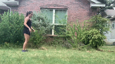 female demonstrating modified frog jump forward run back