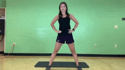 female demonstrating modified lateral lunges