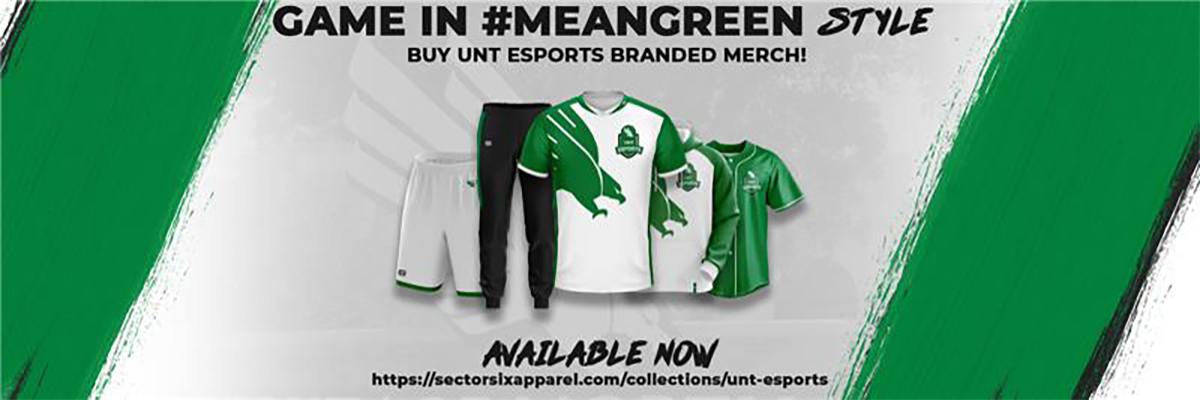 Buy UNT Esports branded merchandise at Sector Six Apparel